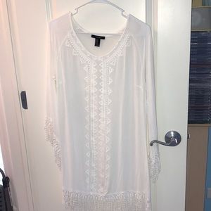 White Boho Long Sleeve Dress